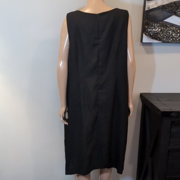 Vintage Addition Elle Sleeveless Sheath Dress Womens Plus Size 22W Black Crepe - Picture 6 of 12